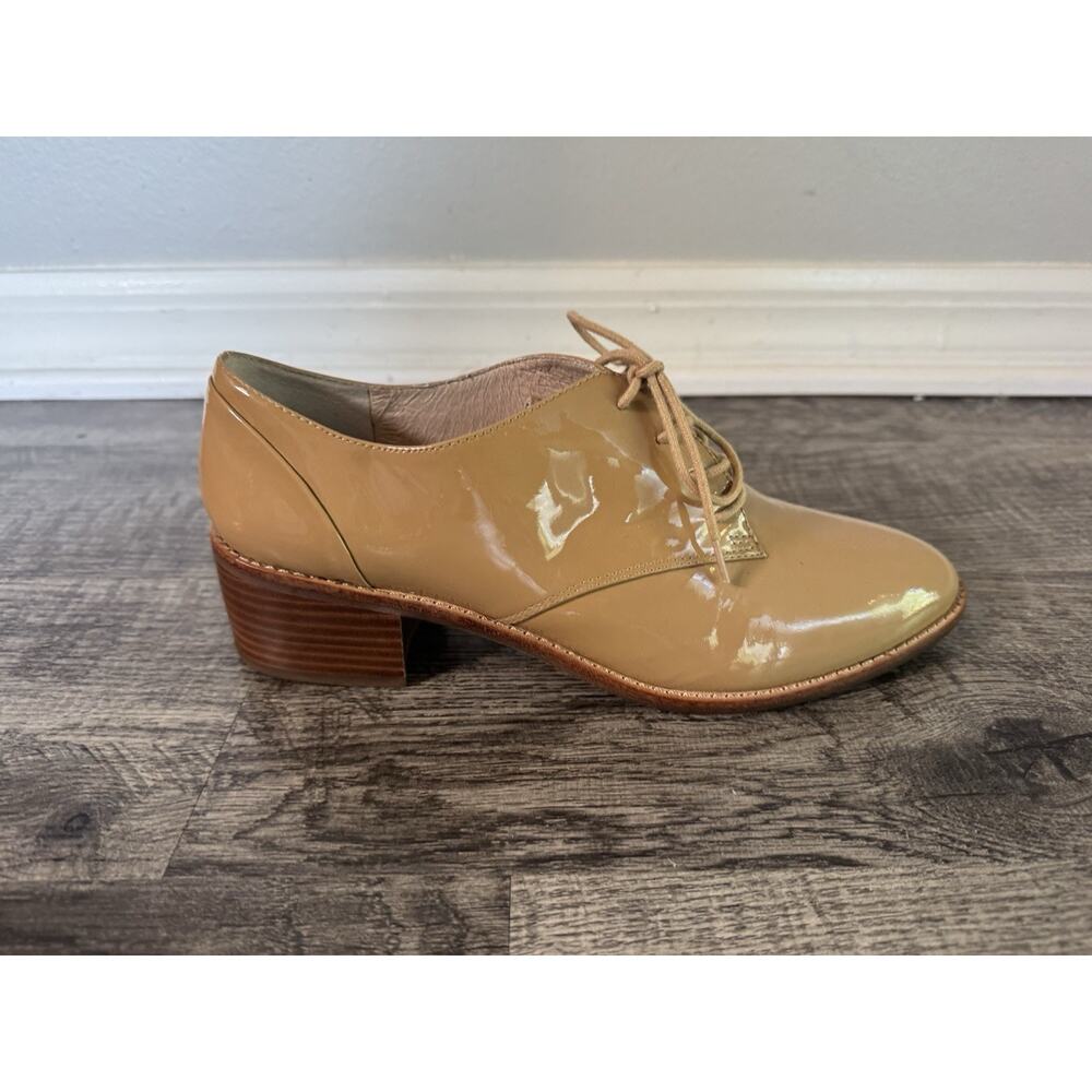 Louise et Cie Patent Oxford Shoes 9M Tan Lace-Up Block Heel Vintage Inspired - Picture 5 of 16